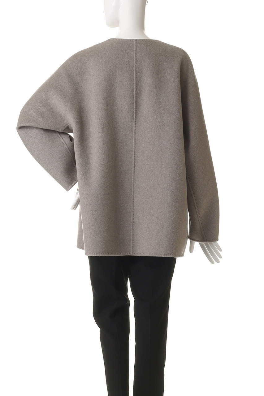 ebure スーパー120'sエアリーカルゼオーバーショートコート ベージュ38 ebure(エブール)｜カシミアリバー ノーカラーショートコート