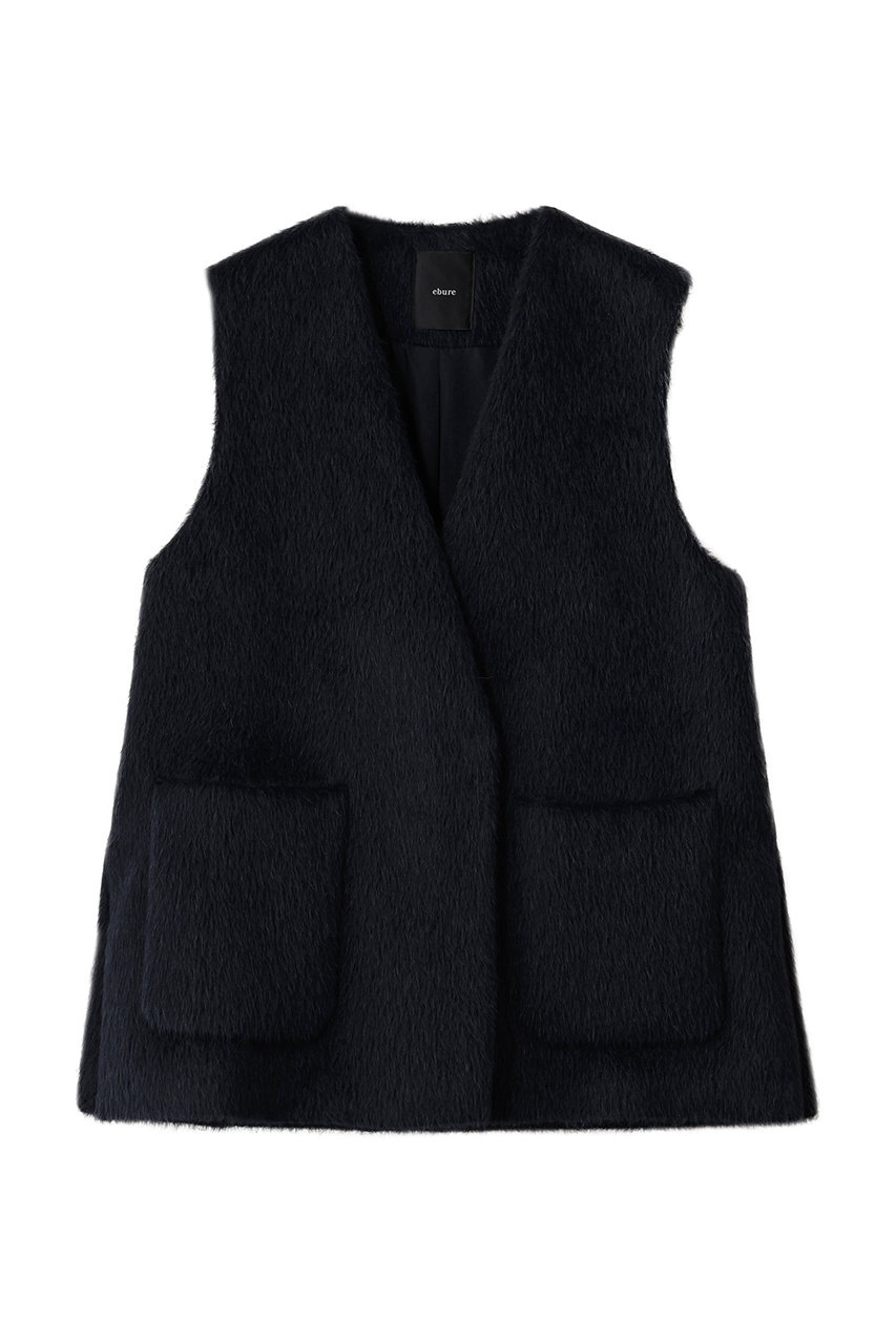 ebure アルパカシャギー ジレ (ネイビー, 38) エブール ELLE SHOP ebure アルパカシャギー ジレ (ネイビー, 38) エブール ELLE SHOP