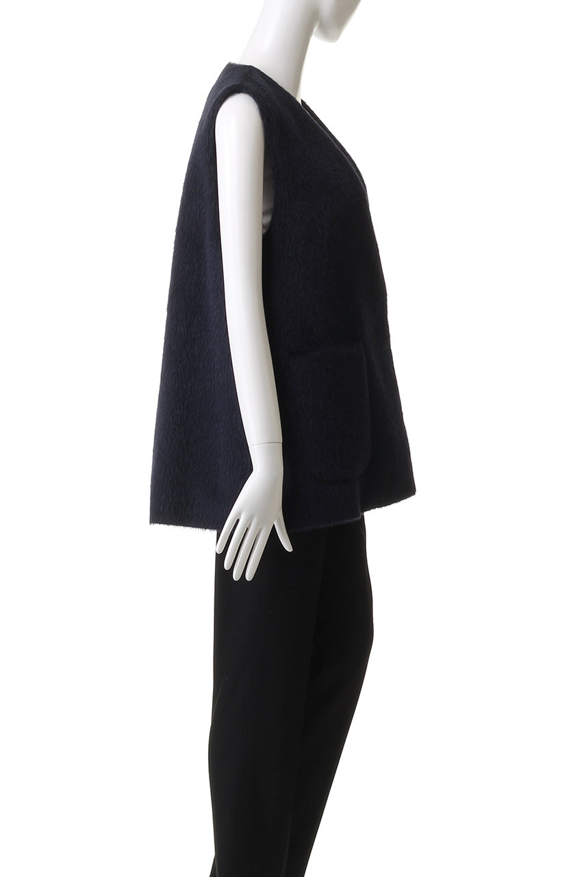 ebure(エブール)｜アルパカシャギー ジレ/ネイビー の通販｜ELLESHOP