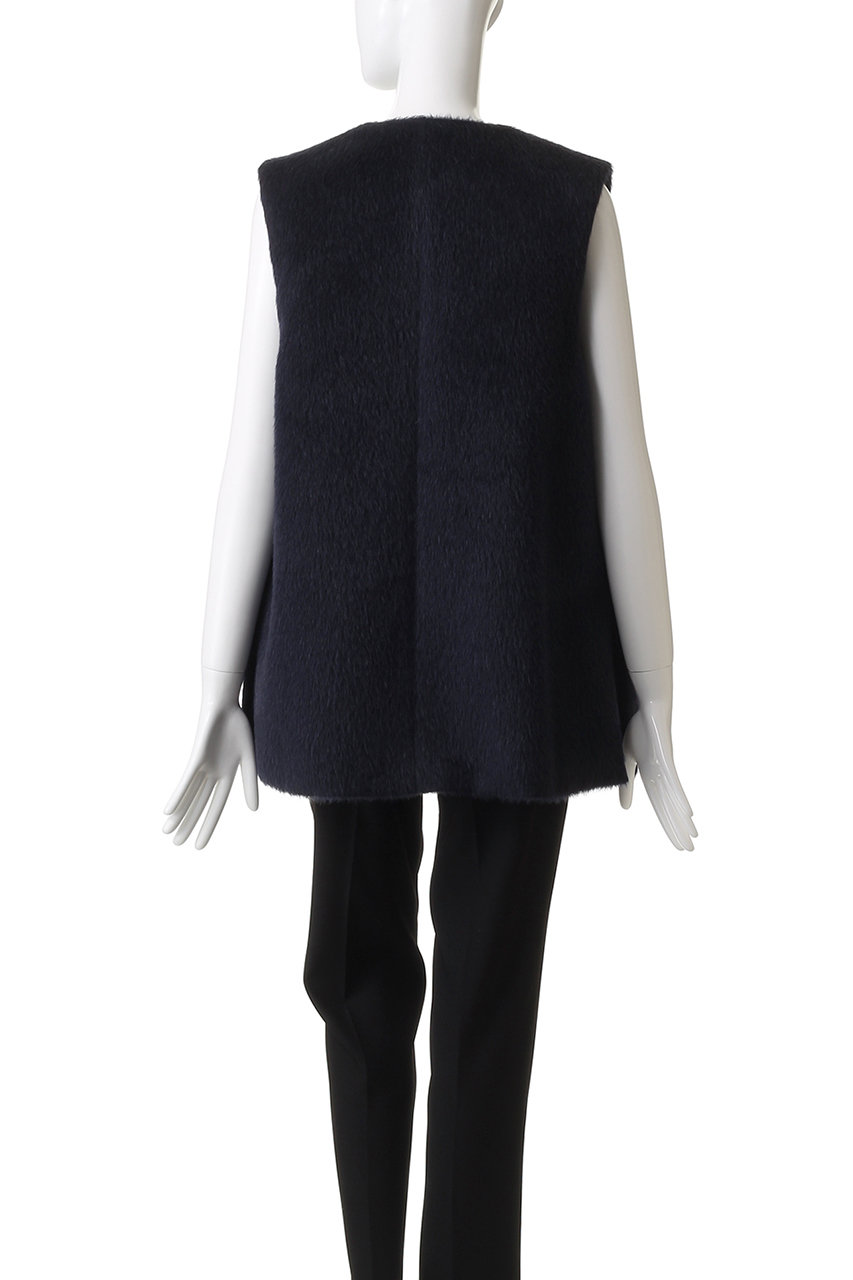 ebure(エブール)｜アルパカシャギー ジレ/ネイビー の通販｜ELLESHOP