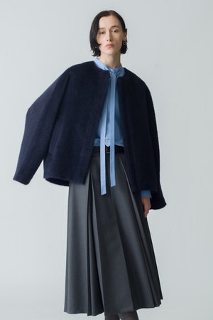 ebure ウールボンディングコート ノーカラー ebure|エブールのコート通販|ELLE SHOP (エル・ショップ)