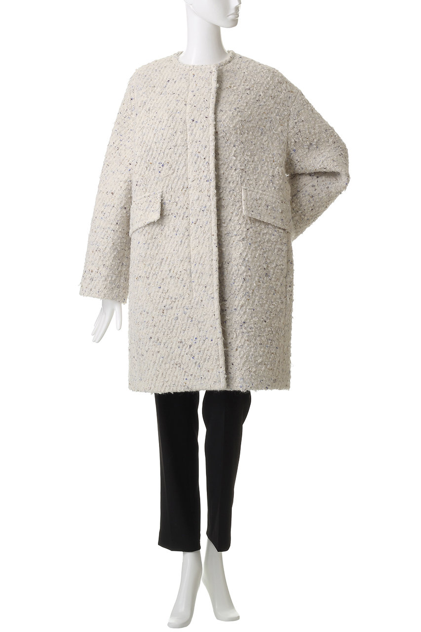 【ebure】カラーネップアルパカツィード ノーカラーミドルコート ebure(エブール)｜カラーネップアルパカツィード ノーカラーミドル