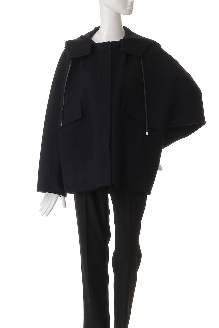 ebure スーパー120'sエアリーカルゼ オーバーショートコート ブラック ebure スーパー120´sエアリーカルゼ オーバーショートコート