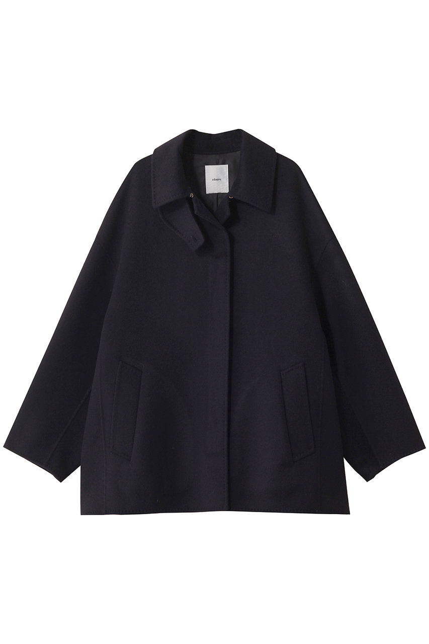 ebure リュクスシャルムビーバー ステンカラーショートコート (ネイビー, 38) エブール ELLE SHOP ebure リュクスシャルムビーバー ステンカラーショートコート (ネイビー, 38) エブール ELLE SHOP