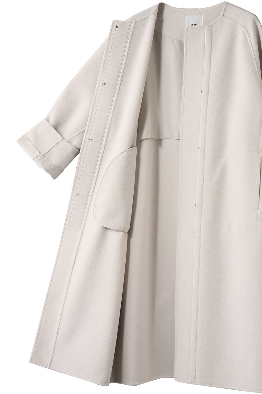 ebureエブール　ノーカラーロングコート　36 コートカバー・ハンガー付 ebure/エブール｜「エブール」の新作コートを動画で徹底解説