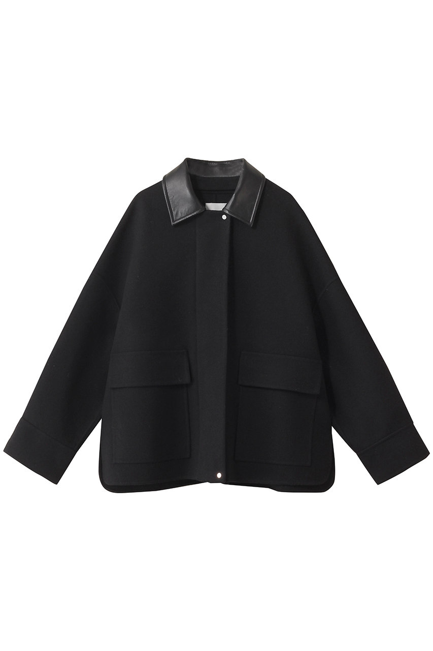 ebure ジロンラムメルトン ショートブルゾン (ブラック, 38) エブール ELLE SHOP