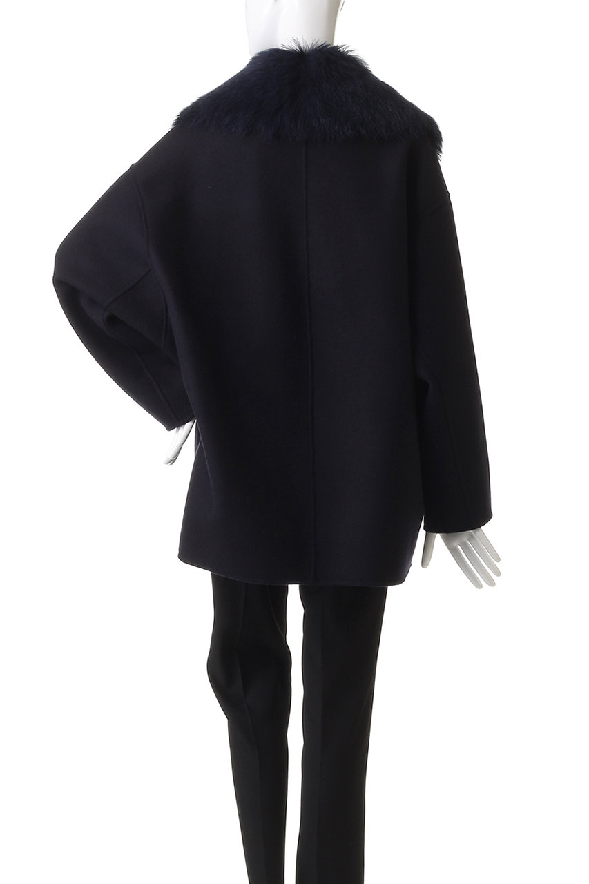 値下げ！エブール　38サイズ　メルトンショートコート　ブラック ebure(エブール)｜リュクスメルトン ショールカラーショートコート