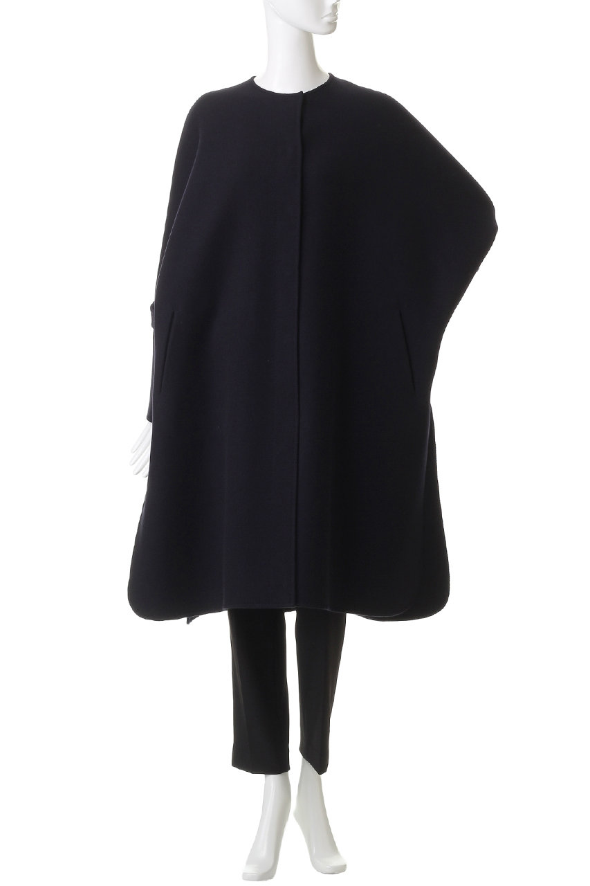 限定お値下げ‼️新品未使用ebure リュクスメルトンコート濃紺36 ebure(エブール)｜リュクスメルトン ノーカラーロングコート/ネイビー