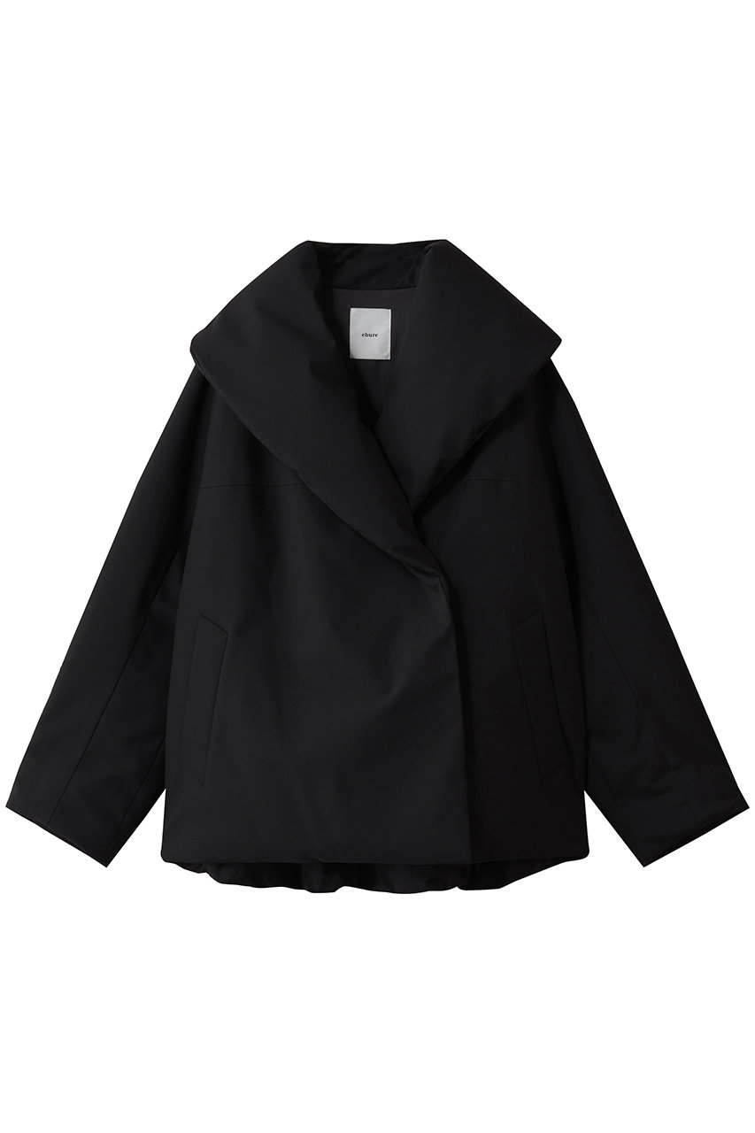 ebure フォルムダウン ショールカラーミドルコート (ブラック, 36) エブール ELLE SHOP