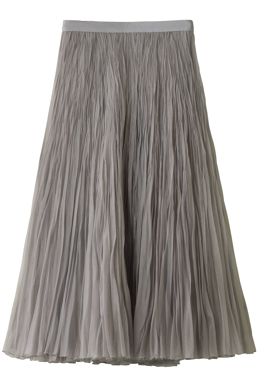 ebure シアーオーガンジープリーツ フレアスカート (ライトグレー, 38) エブール ELLE SHOP