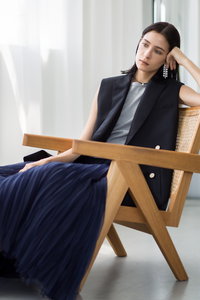 ebure(エブール)｜ウールシルクコットン 4釦ダブルジレ/ダークネイビー