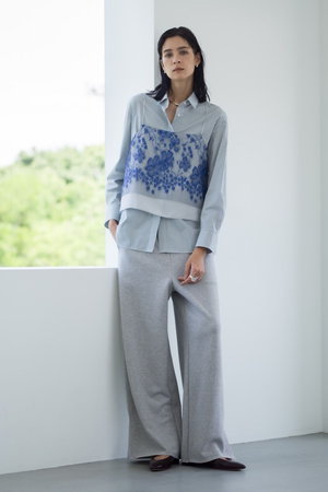 エブール/ebureのクリアー裏毛 スウェットワイドパンツ(110600/110601)