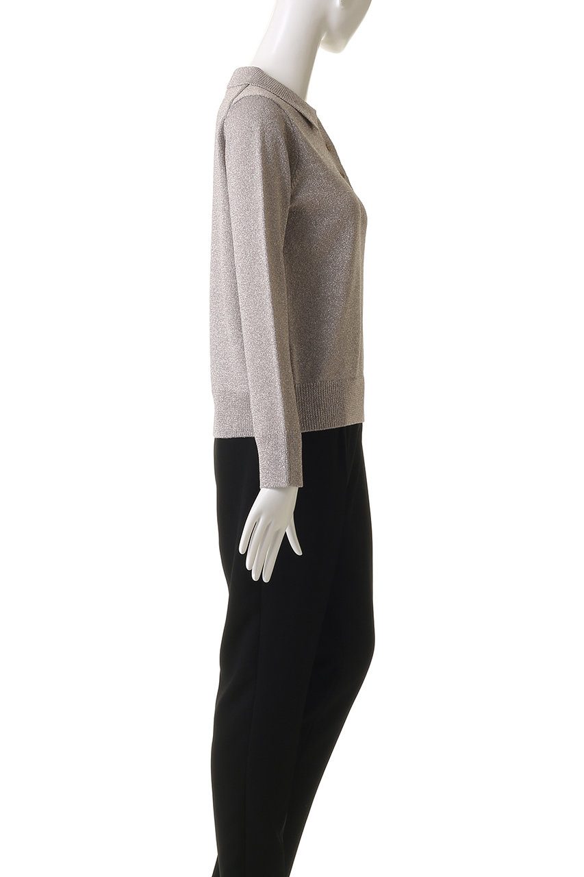 ebure シルバー ポロニット 38新品タグ付き ebure(エブール)｜ブライトラメリリヤーン ポロカラーニットプル