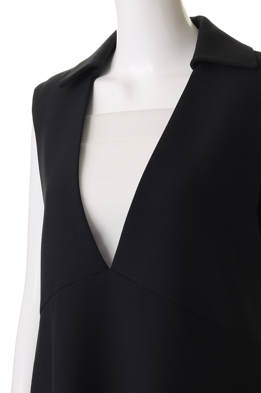 【新品】2025SS ebure エブール Vネックブラウスネイビー Vネックタックブラウス(紺)NB-03