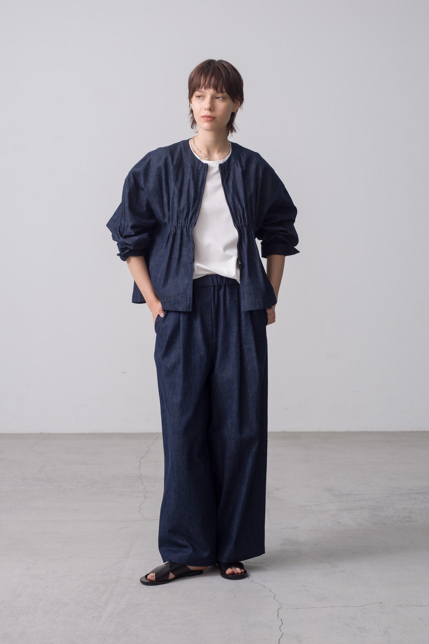 ebure(エブール)｜【店舗限定】スラブデニム タックパンツ/インディゴ