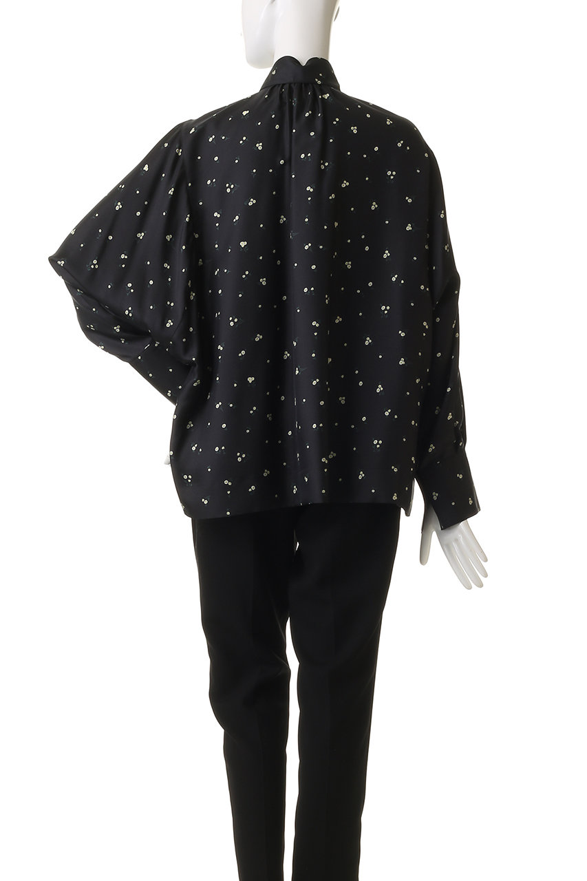 ebure(エブール)｜シルクスモールフラワー ボウタイブラウス/グリーン