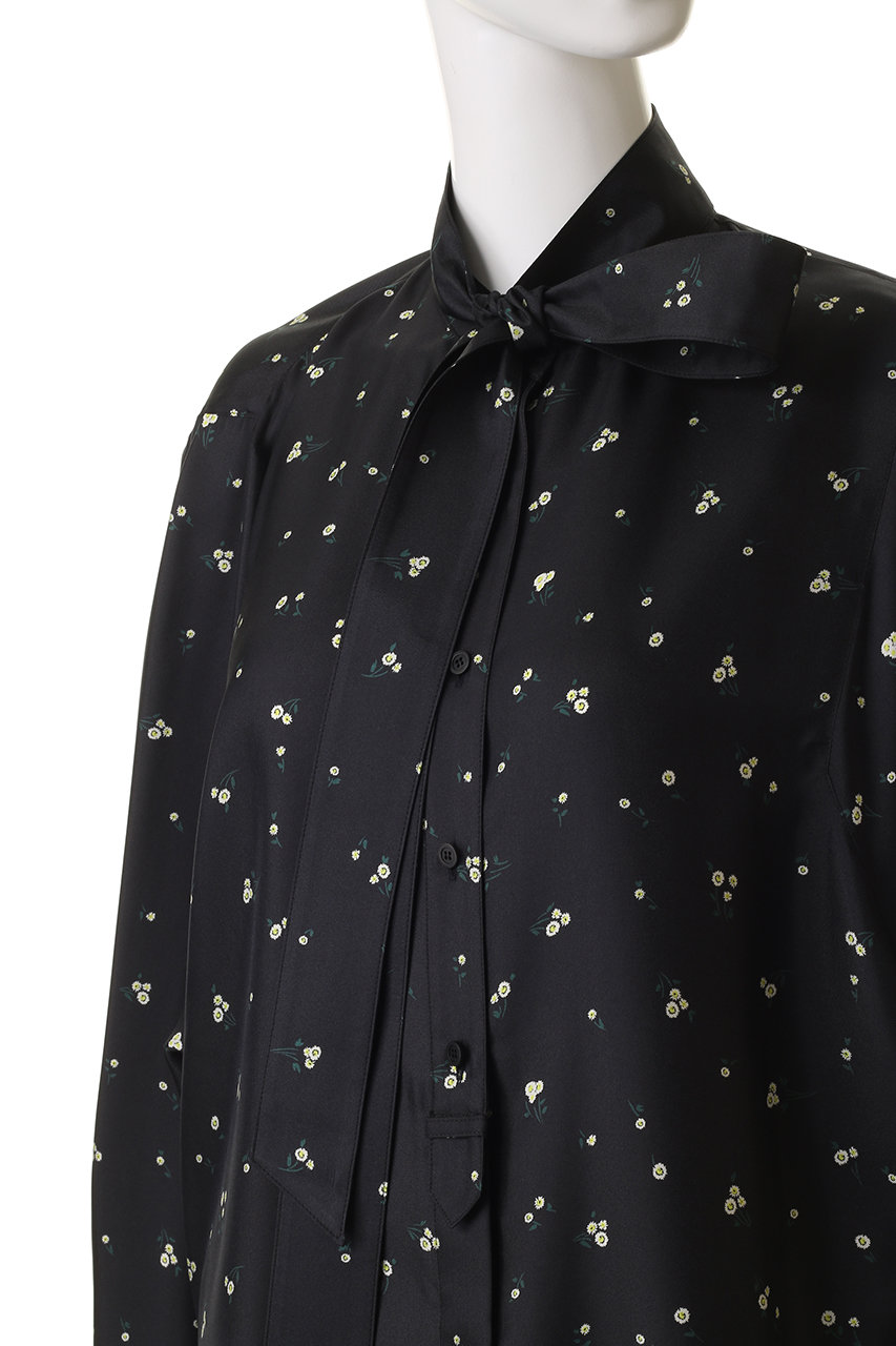 ebure(エブール)｜シルクスモールフラワー ボウタイブラウス/グリーン