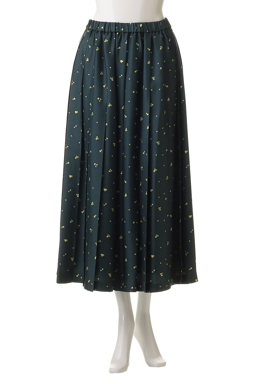 ebure(エブール)｜シルクスモールフラワー プリーツスカート/グリーン