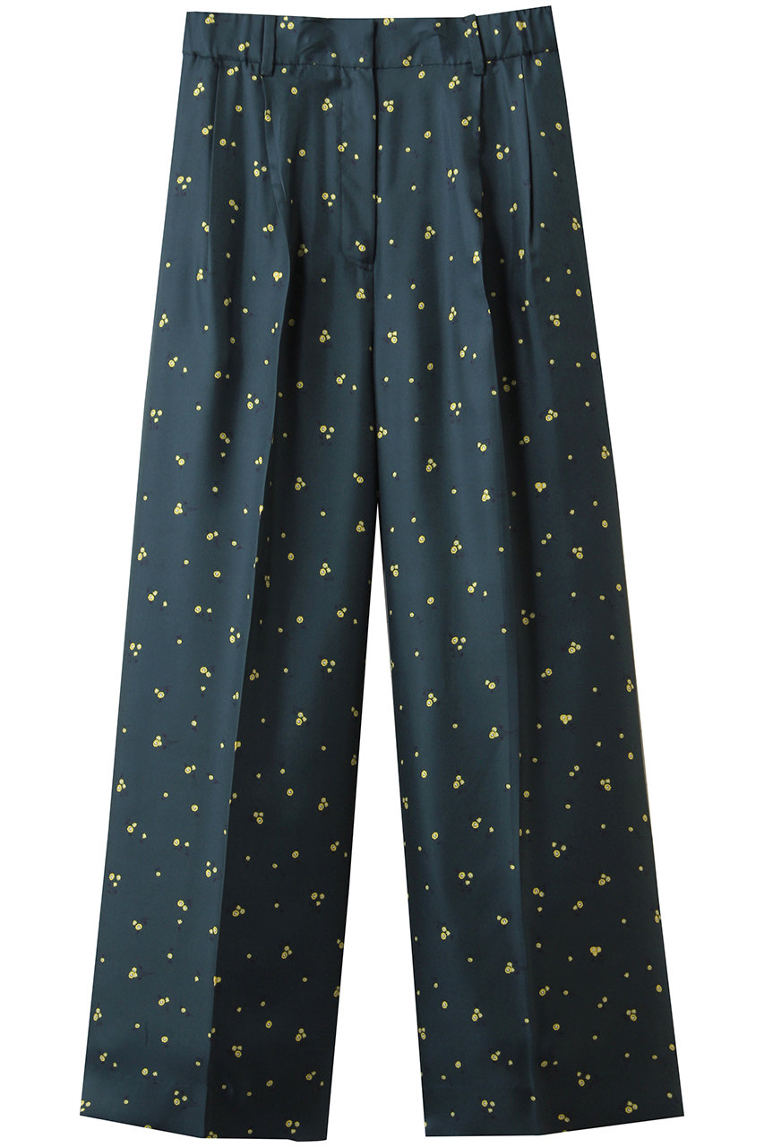ebure シルクスモールフラワー ワイドパンツ (グリーン, 38) エブール ELLE SHOP ebure シルクスモールフラワー ワイドパンツ (グリーン, 38) エブール ELLE SHOP