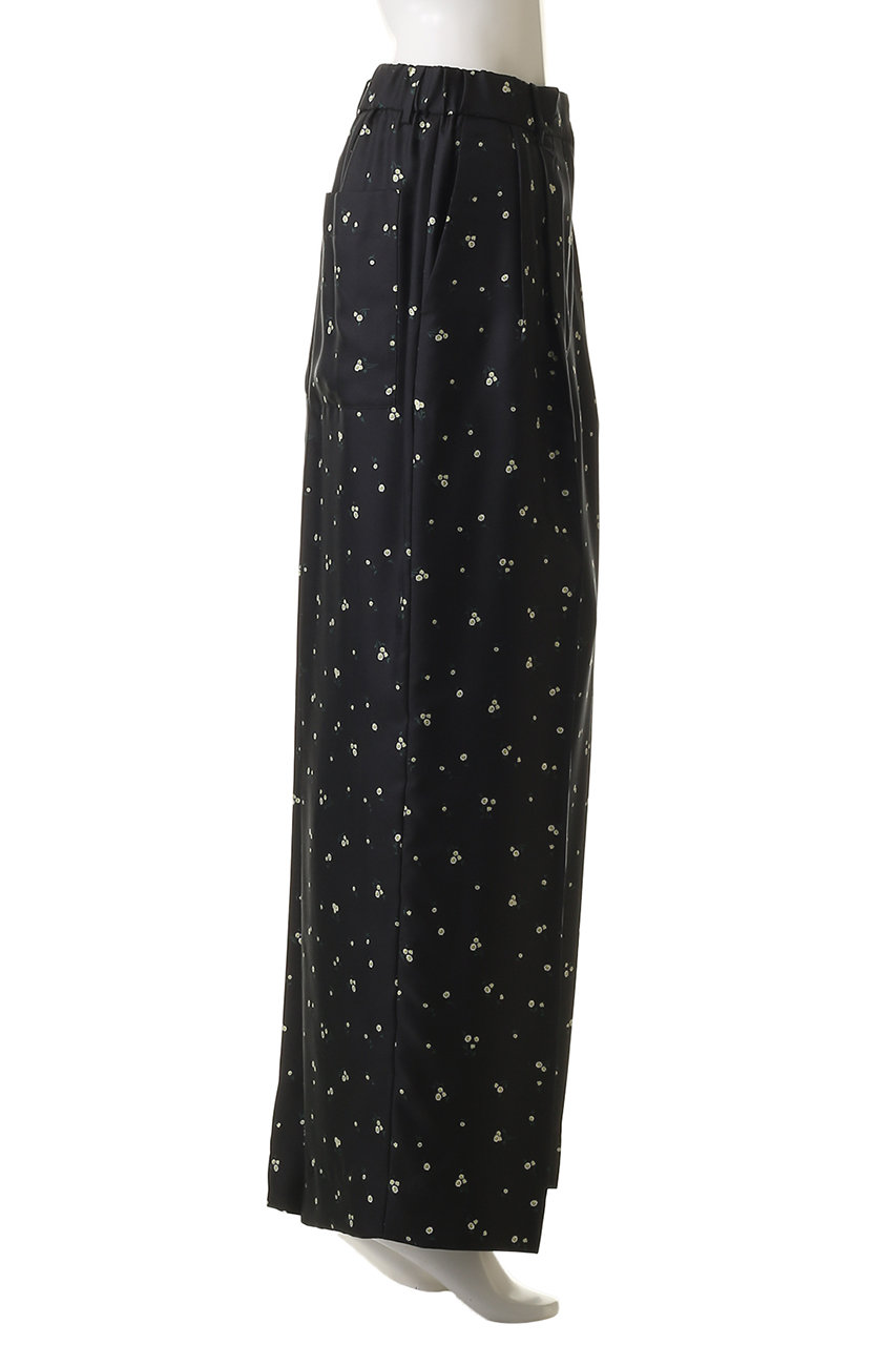 ebure(エブール)｜シルクスモールフラワー ワイドパンツ/グリーン の