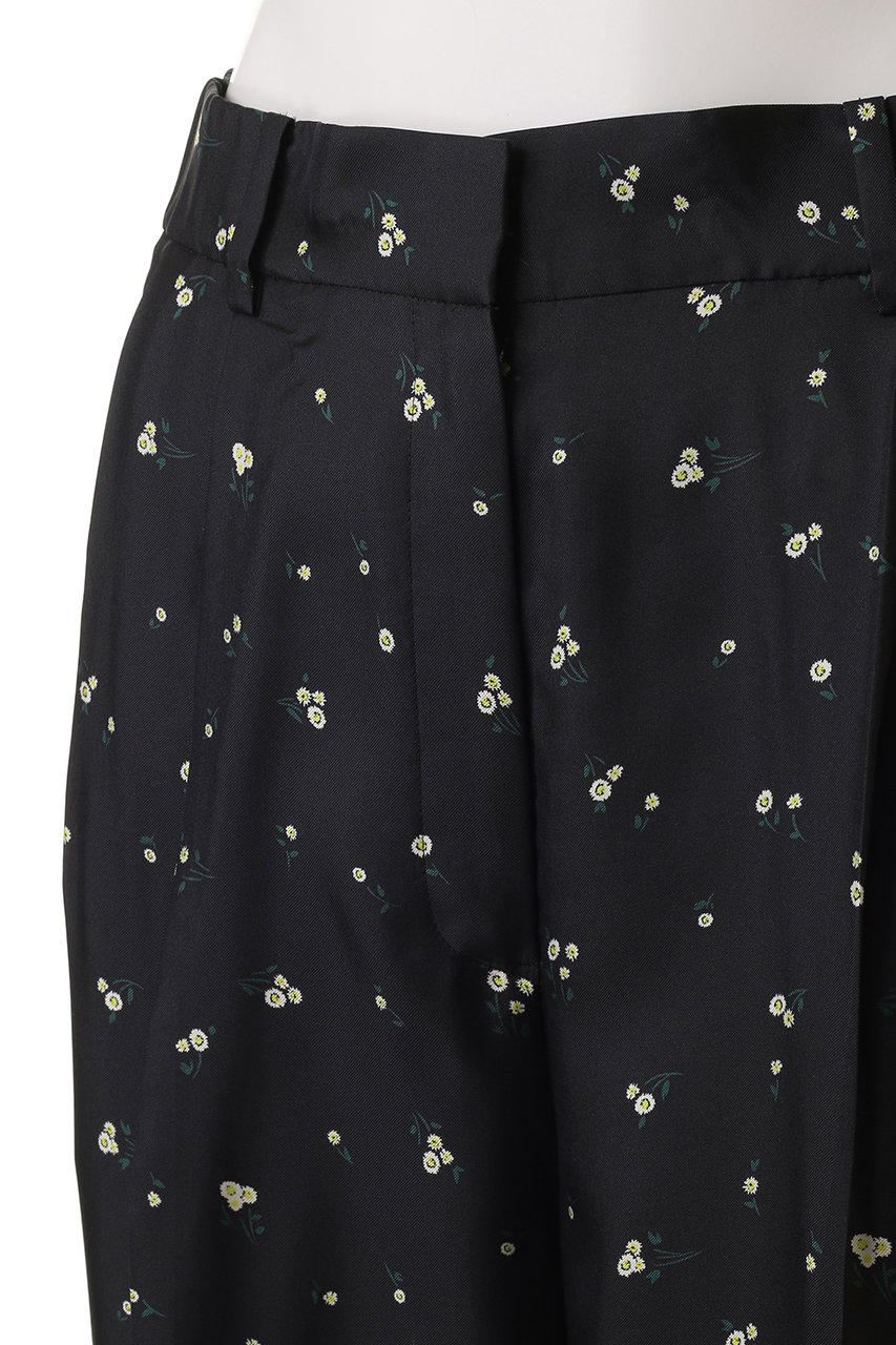 美品】ebure エブール リネンフラワープリント パンツ ebure/エブール