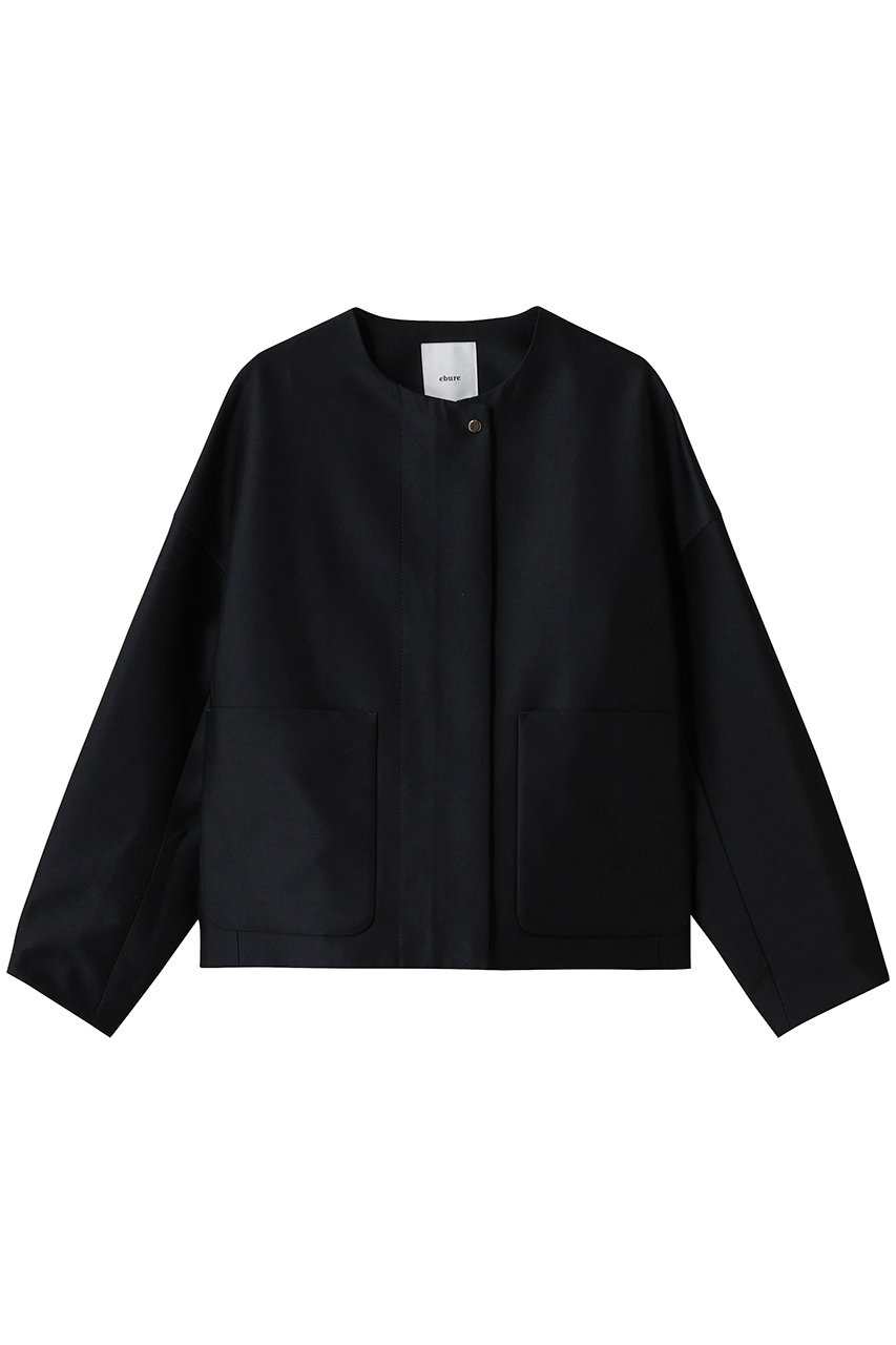 ウールシルクコットン ノーカラーブルゾン
