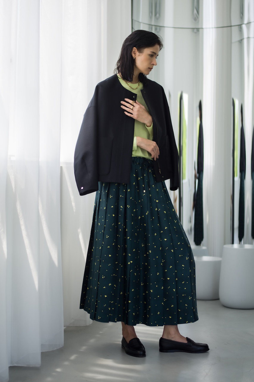 ebure(エブール)｜ウールシルクコットン ノーカラーブルゾン/ダーク