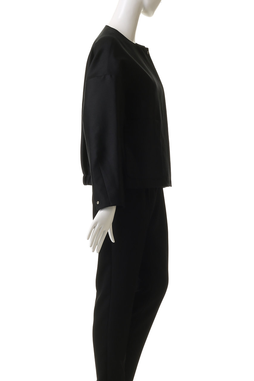 ebure(エブール)｜ウールシルクコットン ノーカラーブルゾン/ダーク