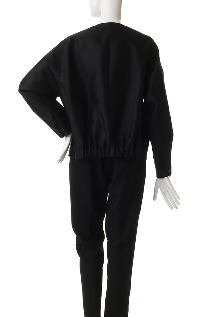 ebure(エブール)｜ウールシルクコットン ノーカラーブルゾン/ダーク