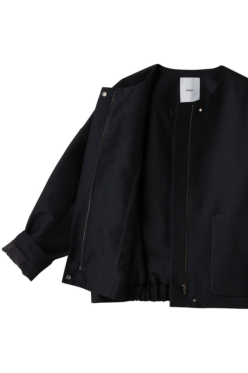 ebure(エブール)｜ウールシルクコットン ノーカラーブルゾン/ダーク