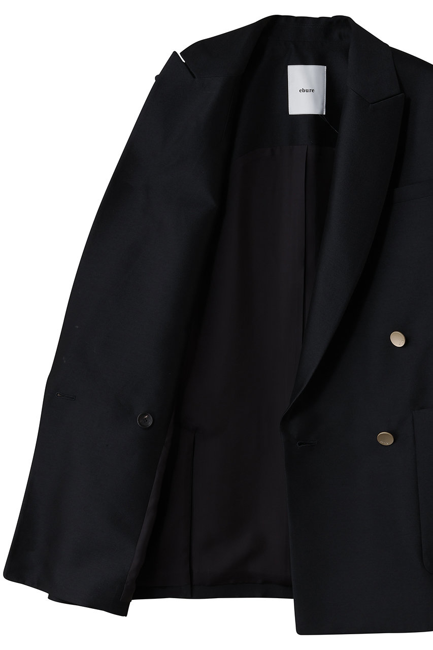 ebure(エブール)｜ウールシルクコットン 4釦ダブルジレ/ダークネイビー