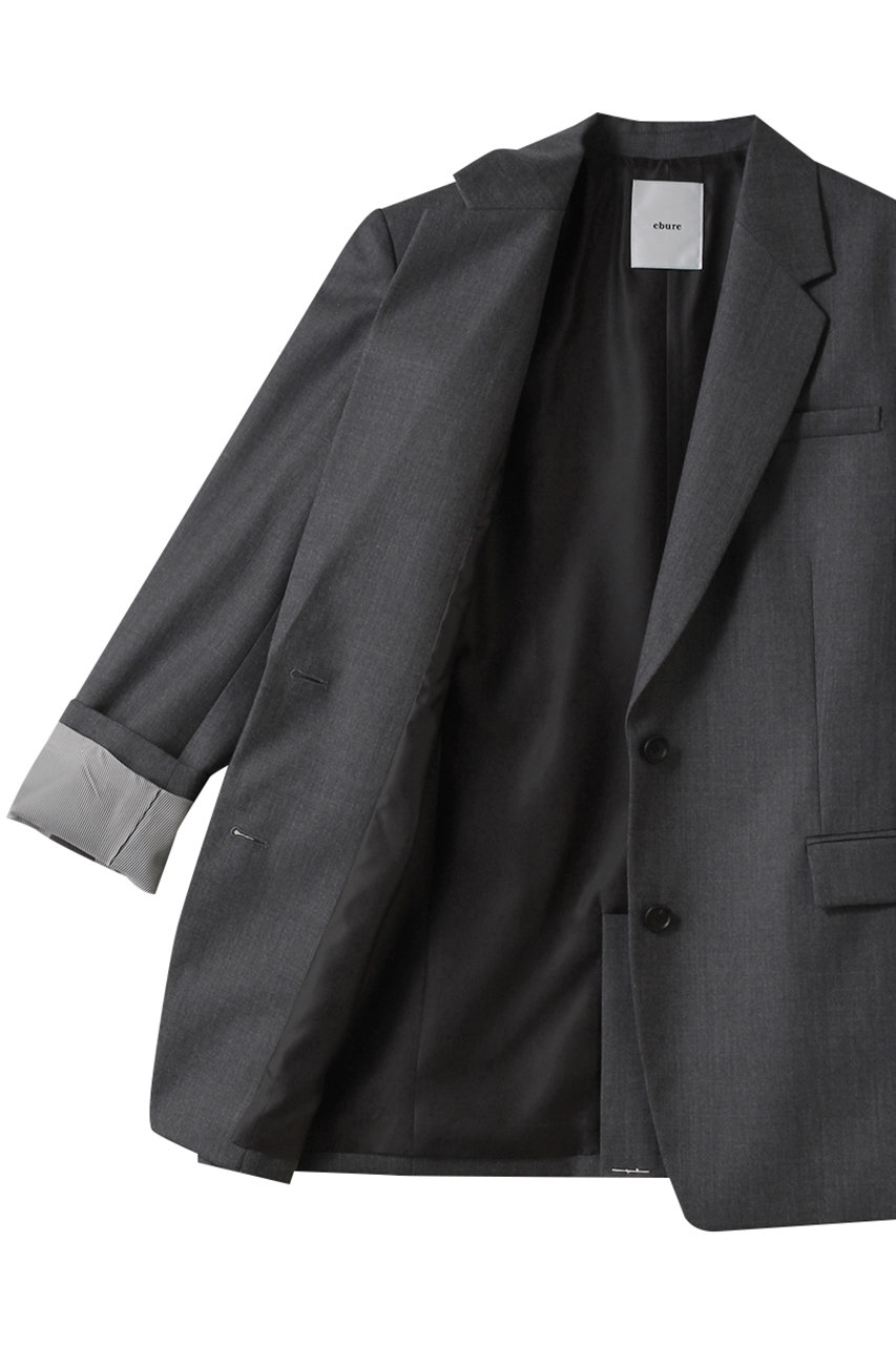 ebure(エブール)｜ソフトギャバジン 2釦シングルジャケット/グレー の