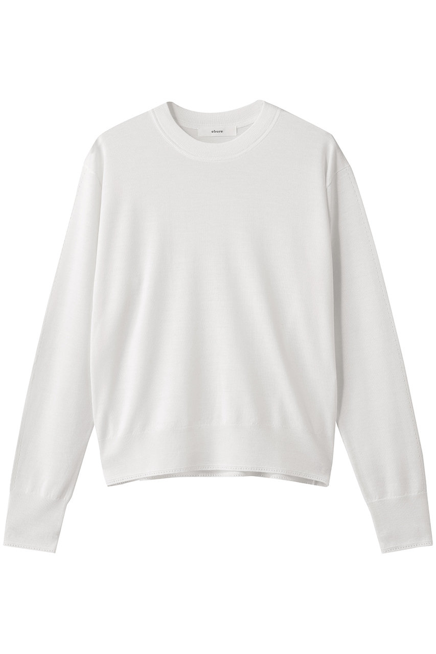 ハイゲージウールシルクカシミア クルーネックニットプルオーバー