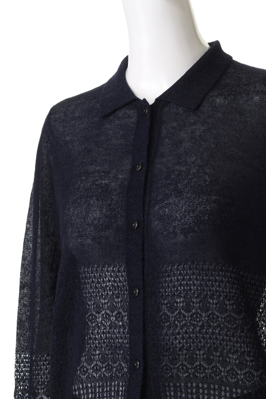 ebure(エブール)｜アイレットポイントニット 襟付カーディガン