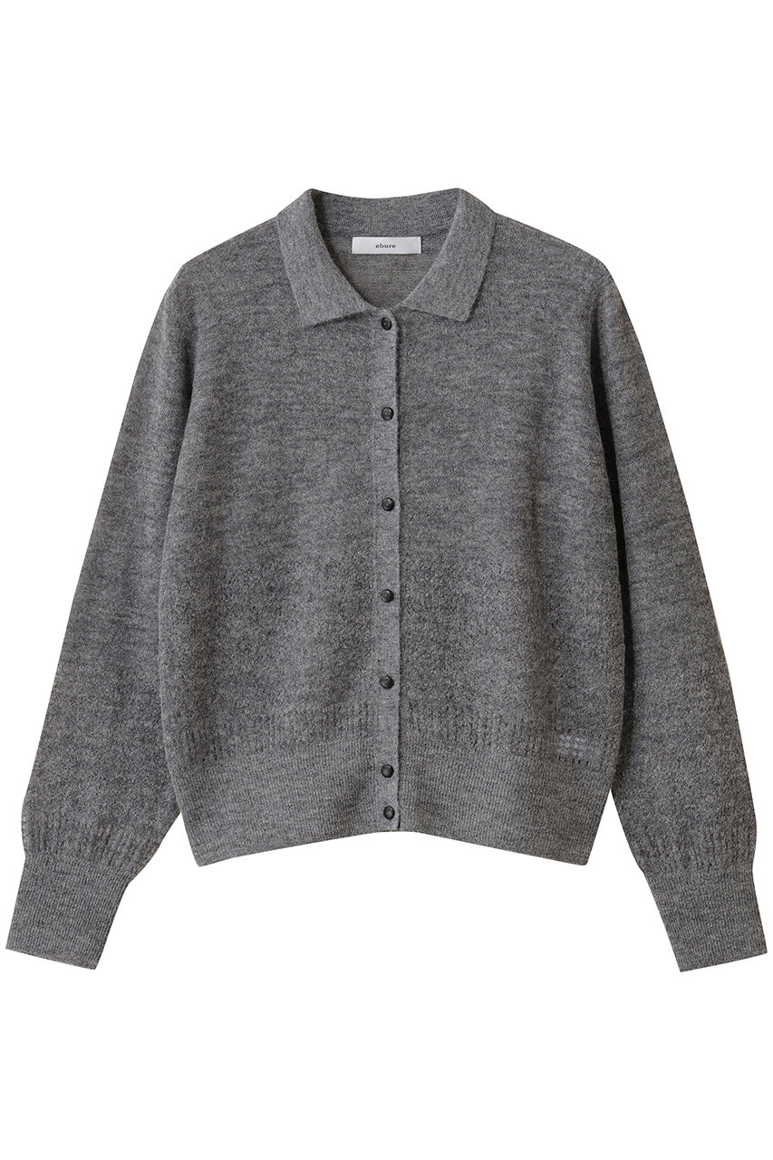 エブール/ebureのアイレットポイントニット 襟付カーディガン(チャコールグレー/4210800465/25FWKT17)