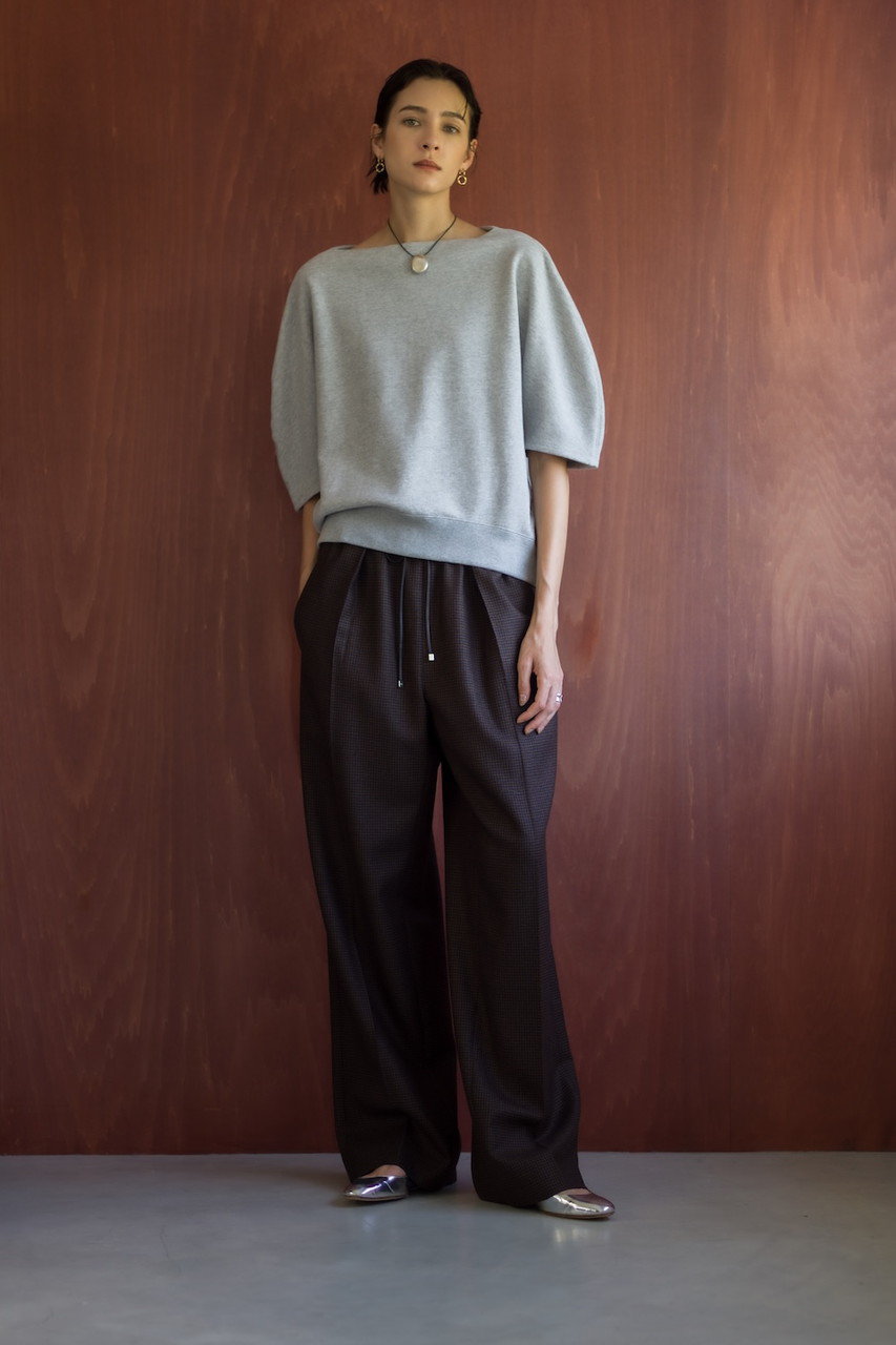 ebure(エブール)｜ハウンドトゥース ドロストパンツ/ブラウン の通販