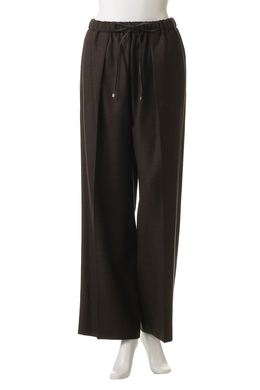 ebure(エブール)｜ハウンドトゥース ドロストパンツ/ブラウン の通販