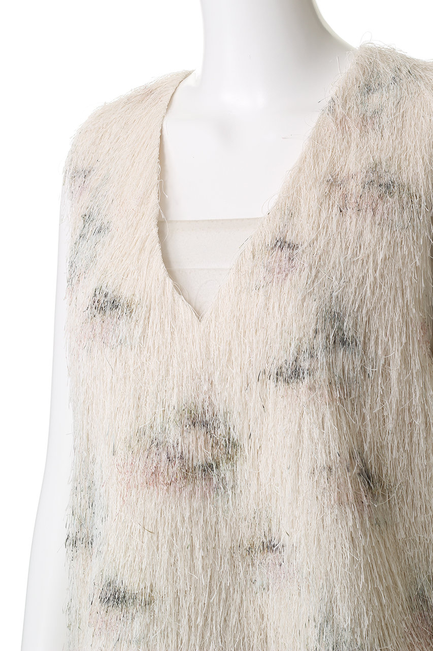 【美品】ebure エブール　 Vネック ブラウス ebure(エブール)｜フラワープリントフェザー 深Vネックブラウス