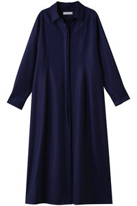 ebure(エブール)｜ウールサキソニー リボンタイシャツ/ダークブルー の