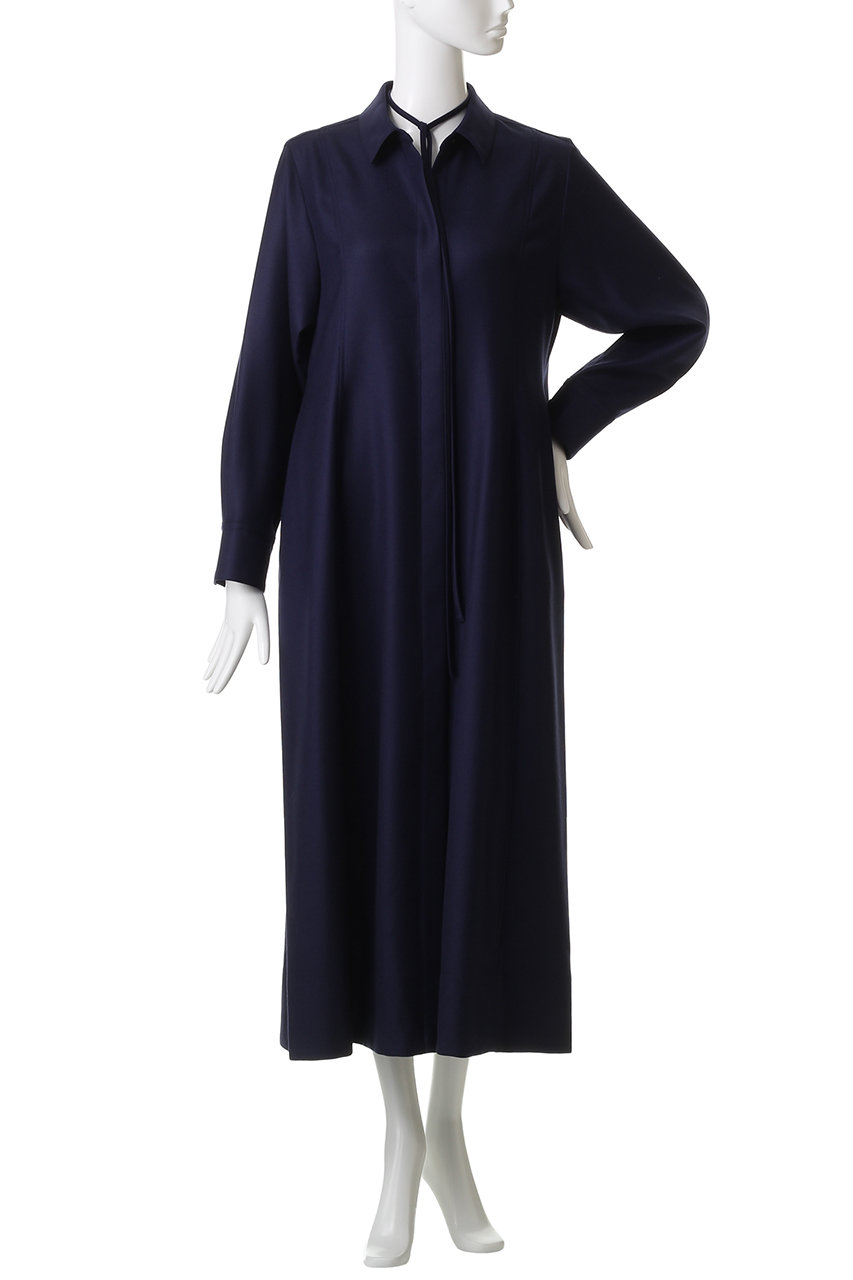 ebure(エブール)｜ウールサキソニー リボンタイワンピース/ダーク