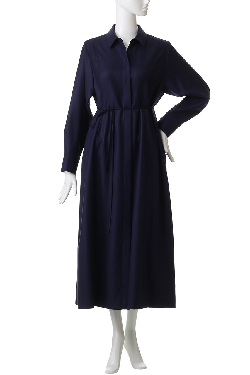 ebure(エブール)｜ウールサキソニー リボンタイワンピース/ダーク