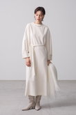 エブール　ワンピース　38 白 ebure エブール ホワイト オーガニックコットンサテン ウエストマーク