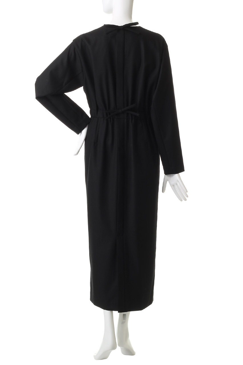 24AW ebure エブール ワンピース ブラック ebure(エブール)｜ウールポプリン Iラインワンピース/ホワイト の通販