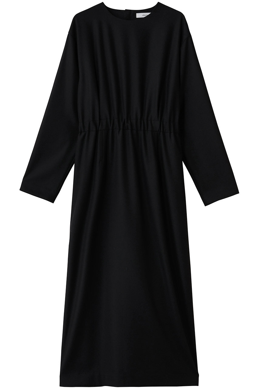 ebure ウールポプリン Iラインワンピース (ブラック, 36) エブール ELLE SHOP