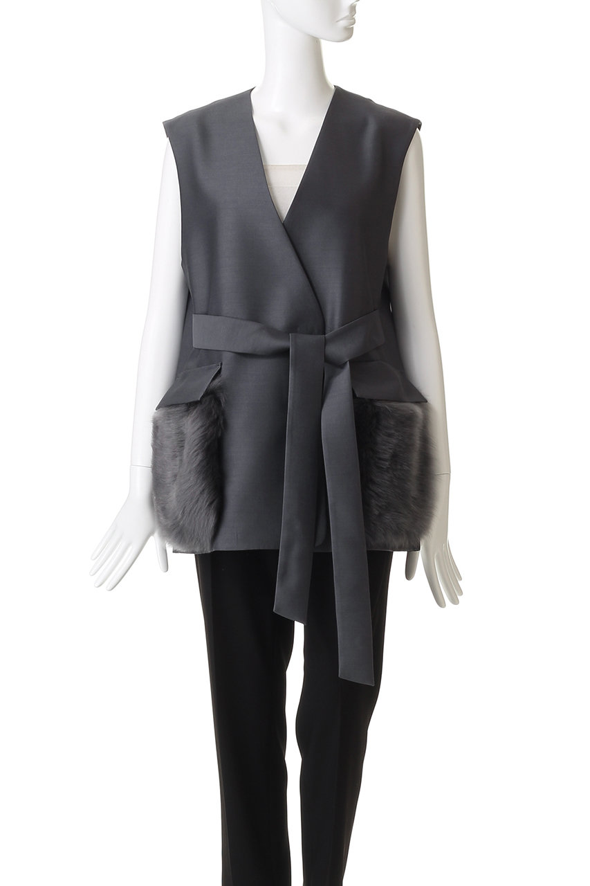 ebure(エブール)｜シルクウールツイル ムートンポケットジレ