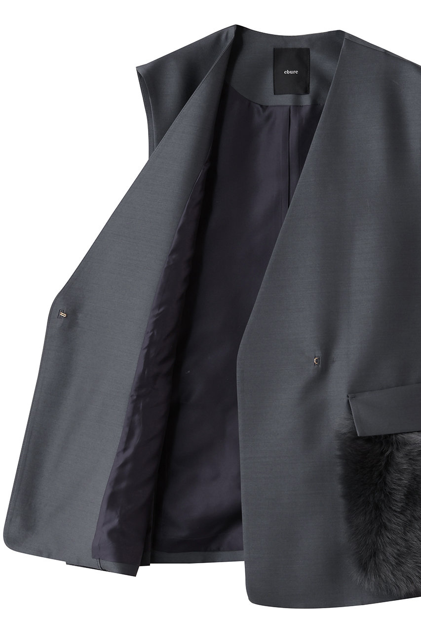 ebure(エブール)｜シルクウールツイル ムートンポケットジレ