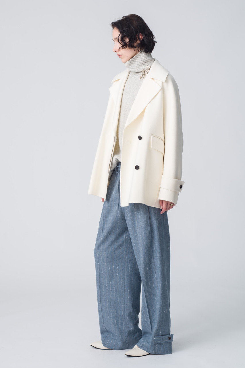 ebure(エブール)｜ブライト畦ニット タートルネックショート丈プル