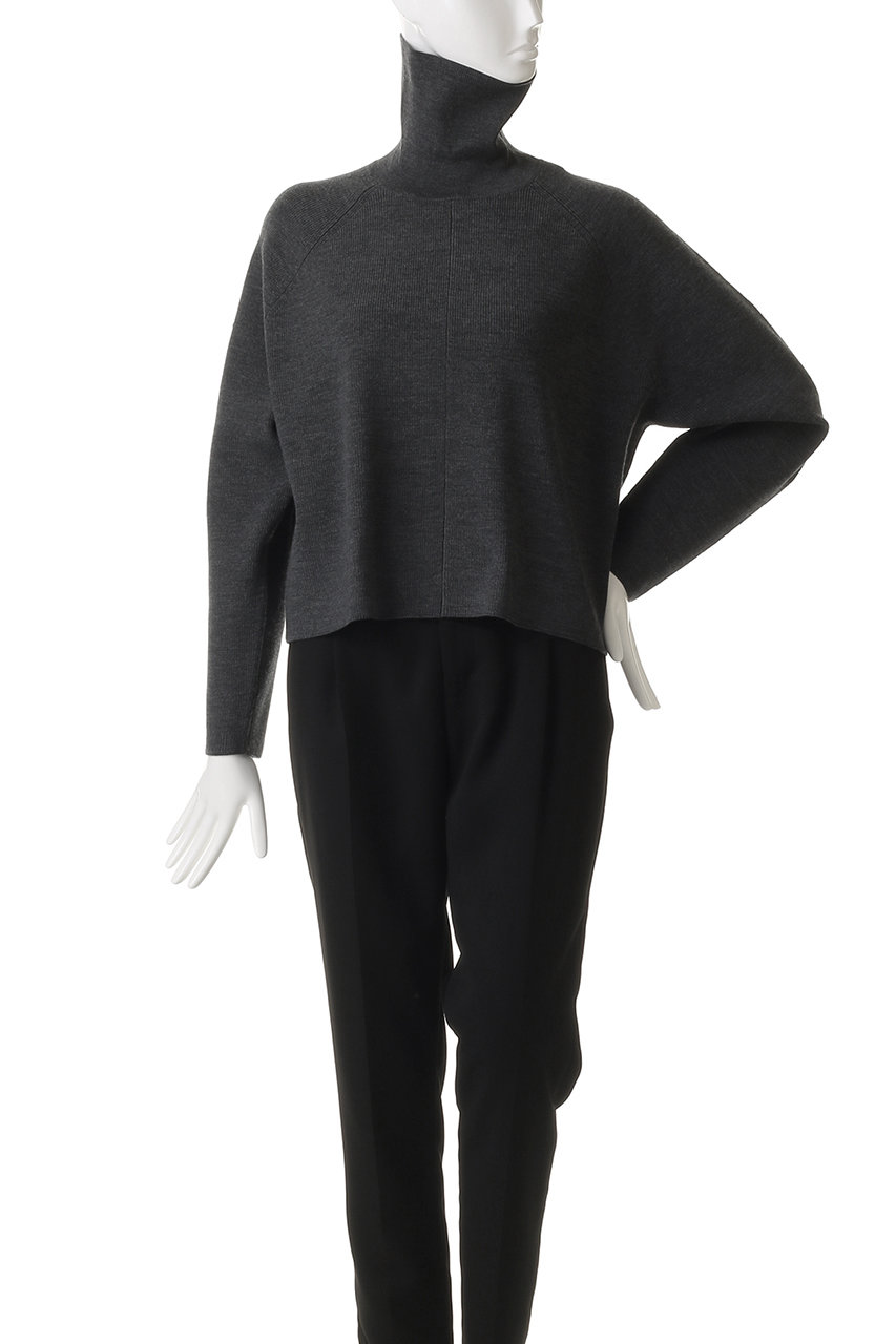 ebure(エブール)｜ブライト畦ニット タートルネックショート丈プル