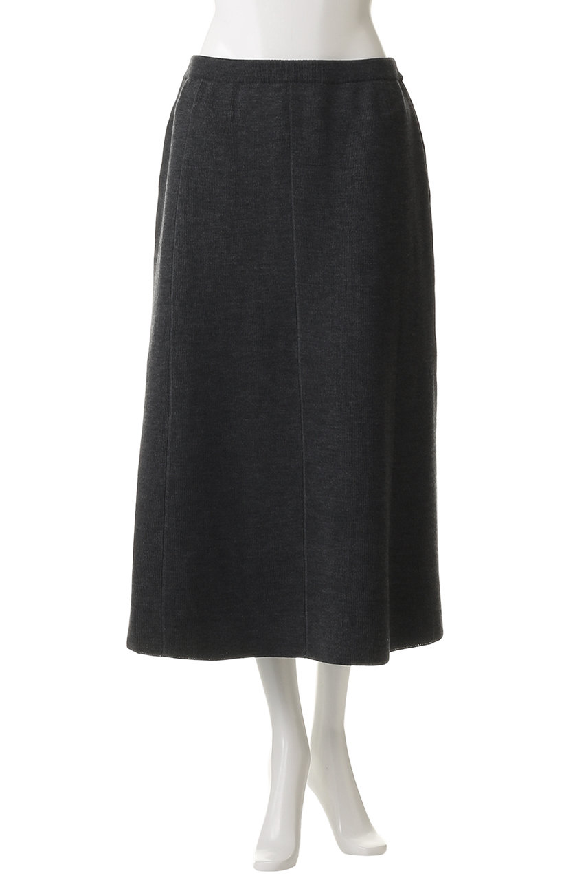 ebure(エブール)｜ブライト畦ニット フレアスカート/ホワイト の通販