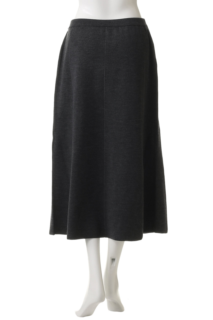 ebure(エブール)｜ブライト畦ニット フレアスカート/ホワイト の通販